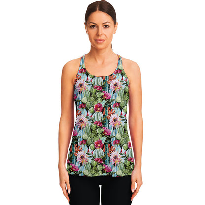 Vintage Cactus And Flower Print Women's Racerback Tank Top