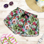 Vintage Cactus And Flower Print Women's Shorts
