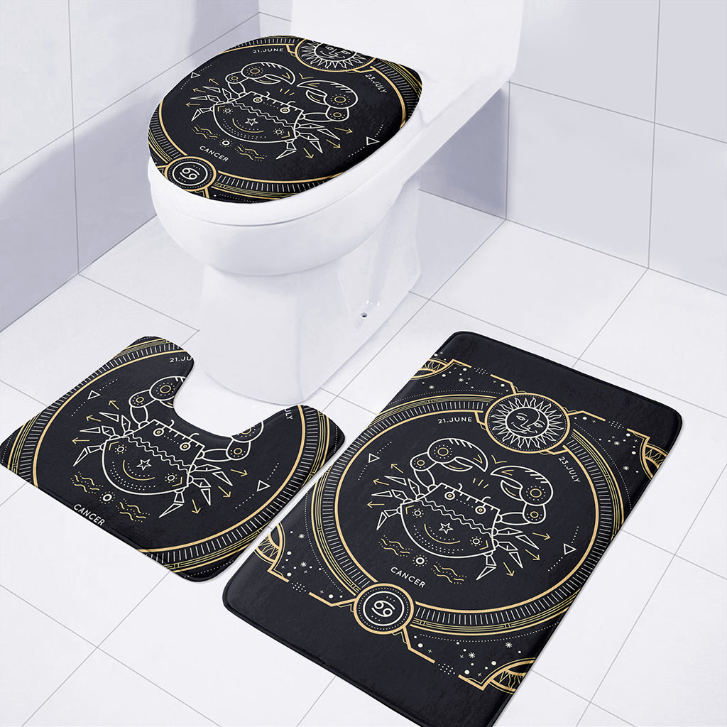 Vintage Cancer Zodiac Sign Print 3 Piece Bath Mat Set
