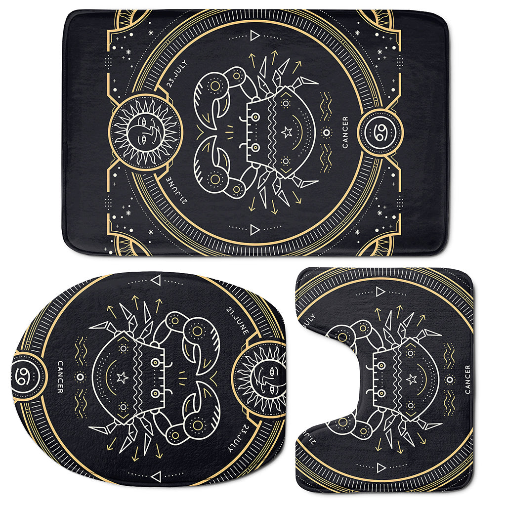 Vintage Cancer Zodiac Sign Print 3 Piece Bath Mat Set