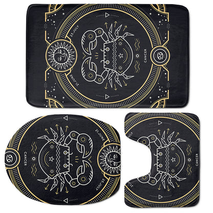 Vintage Cancer Zodiac Sign Print 3 Piece Bath Mat Set