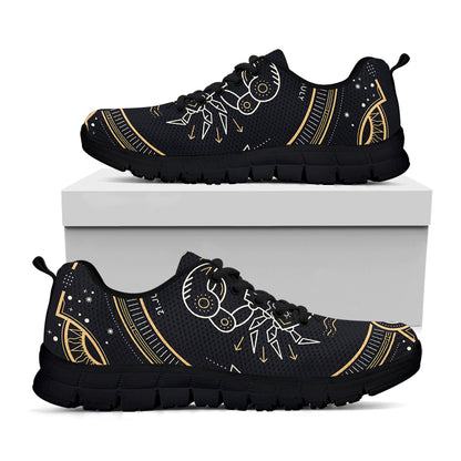 Vintage Cancer Zodiac Sign Print Black Sneakers
