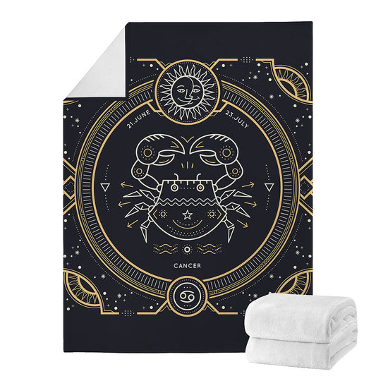 Vintage Cancer Zodiac Sign Print Blanket