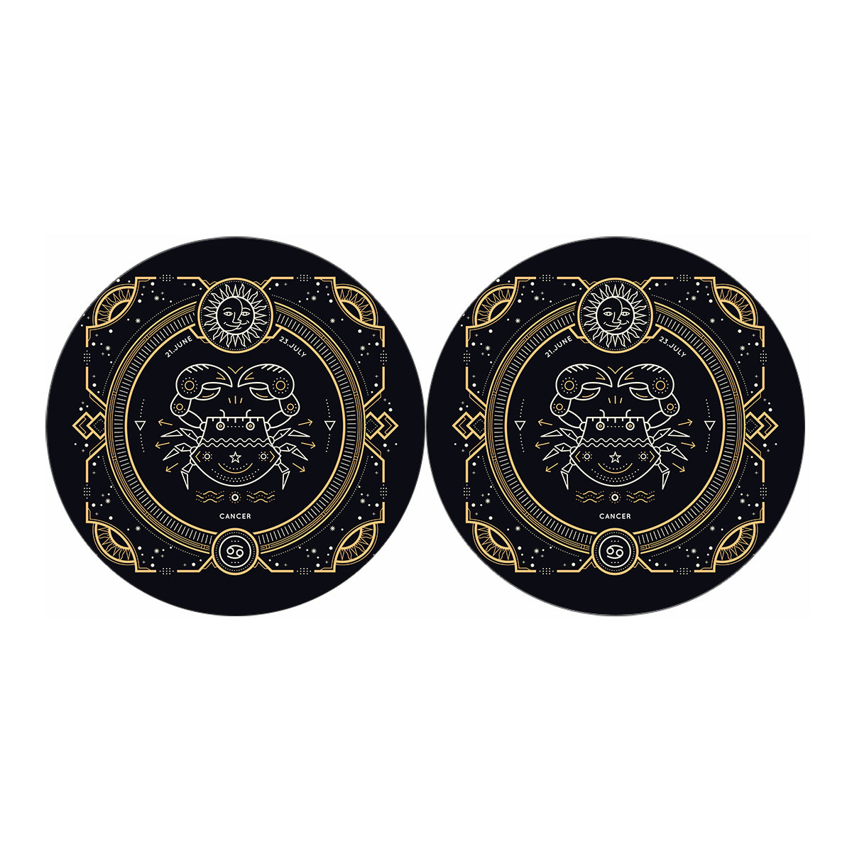 Vintage Cancer Zodiac Sign Print Car Coasters