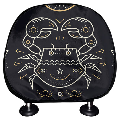 Vintage Cancer Zodiac Sign Print Car Headrest Covers