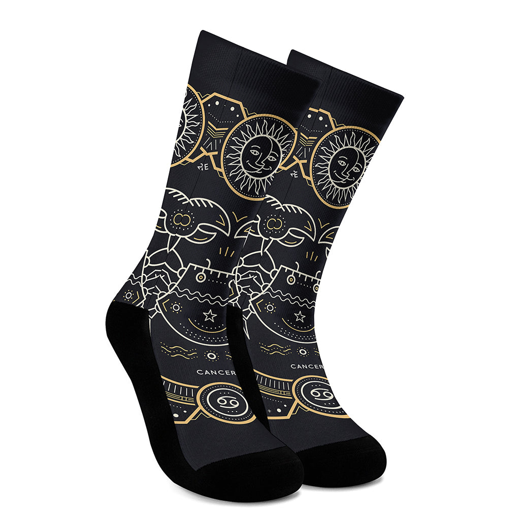 Vintage Cancer Zodiac Sign Print Crew Socks