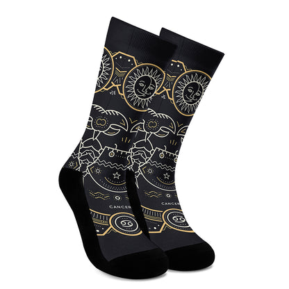 Vintage Cancer Zodiac Sign Print Crew Socks