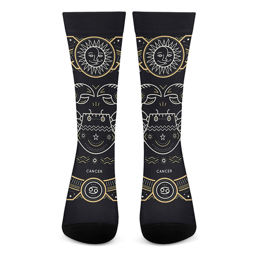 Vintage Cancer Zodiac Sign Print Crew Socks