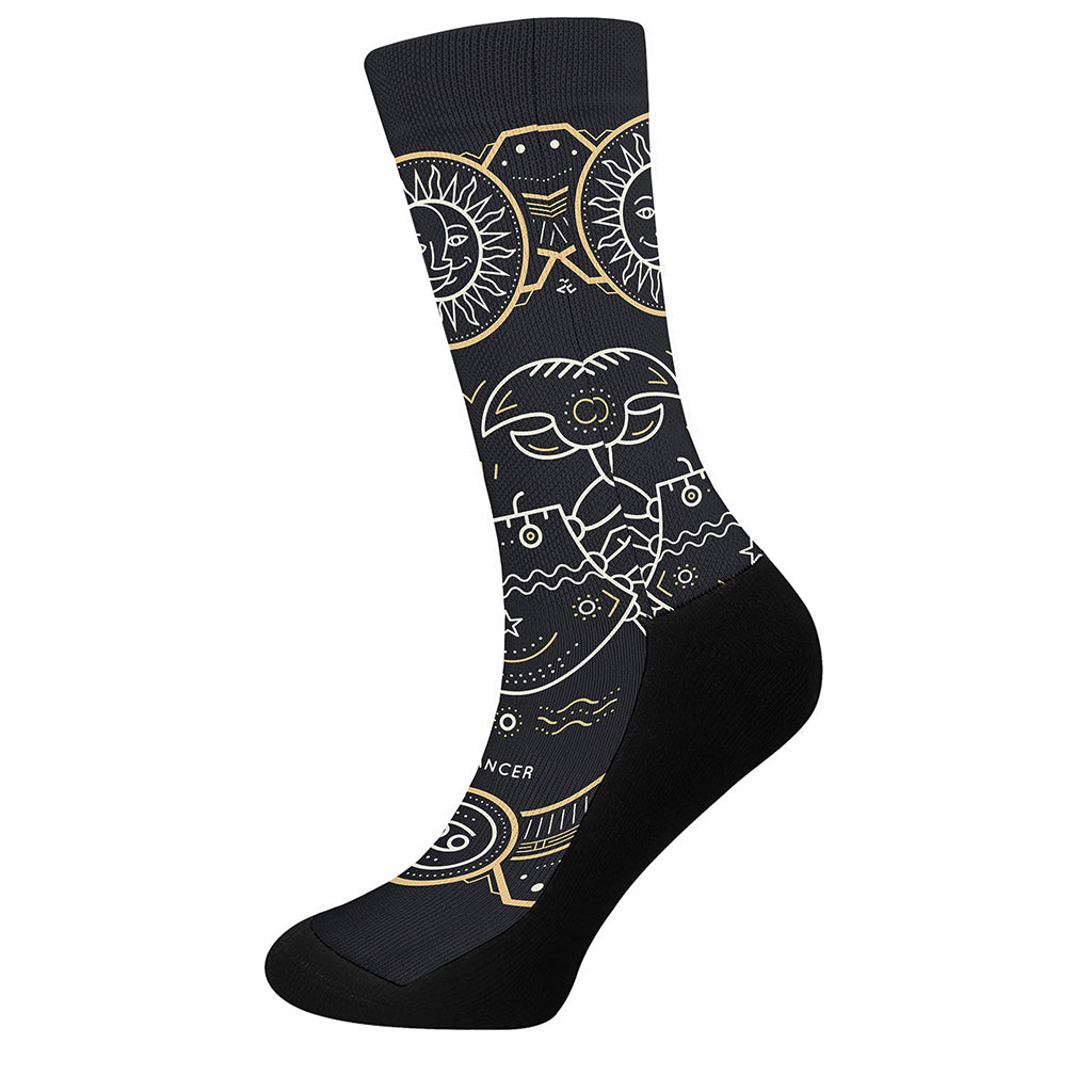 Vintage Cancer Zodiac Sign Print Crew Socks