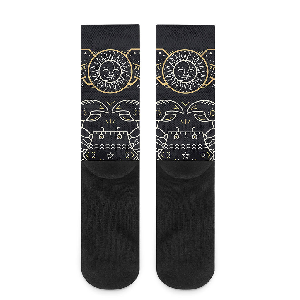 Vintage Cancer Zodiac Sign Print Crew Socks
