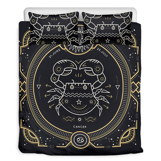 Vintage Cancer Zodiac Sign Print Duvet Cover Bedding Set