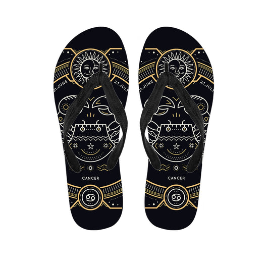 Vintage Cancer Zodiac Sign Print Flip Flops