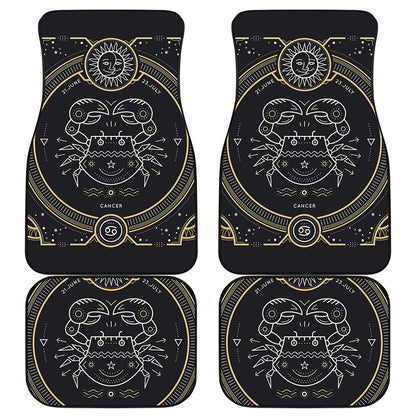 Vintage Cancer Zodiac Sign Print Front and Back Car Floor Mats