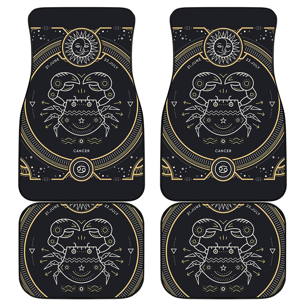 Vintage Cancer Zodiac Sign Print Front and Back Car Floor Mats