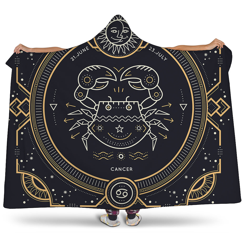 Vintage Cancer Zodiac Sign Print Hooded Blanket
