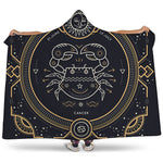 Vintage Cancer Zodiac Sign Print Hooded Blanket