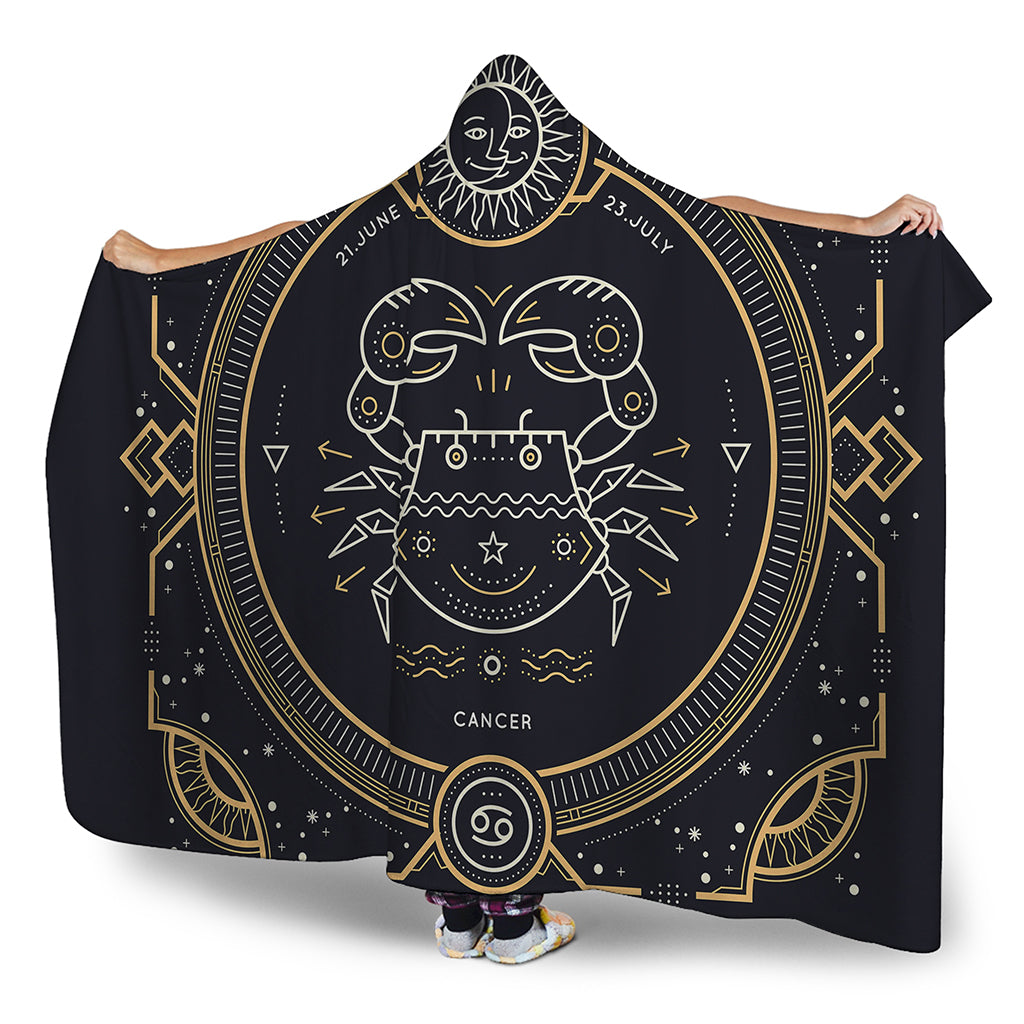 Vintage Cancer Zodiac Sign Print Hooded Blanket