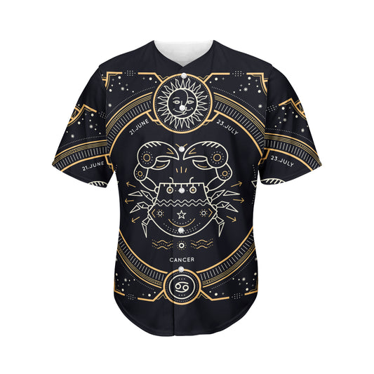 Vintage Cancer Zodiac Sign Print Men's Baseball Jersey
