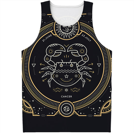 Vintage Cancer Zodiac Sign Print Men's Tank Top