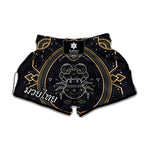 Vintage Cancer Zodiac Sign Print Muay Thai Boxing Shorts