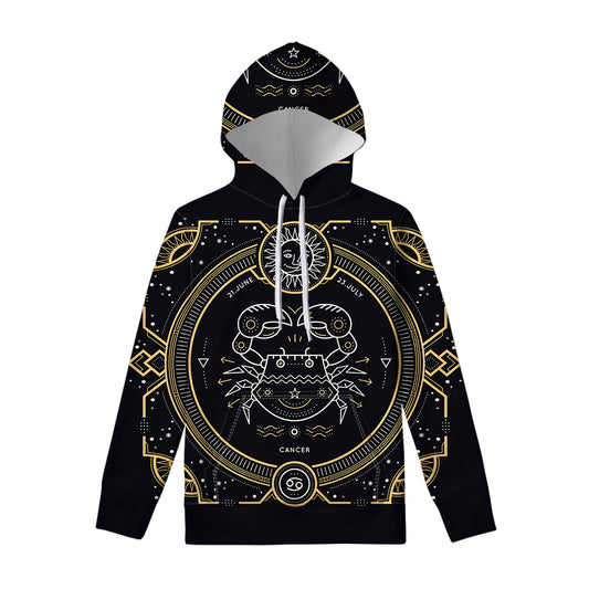 Vintage Cancer Zodiac Sign Print Pullover Hoodie