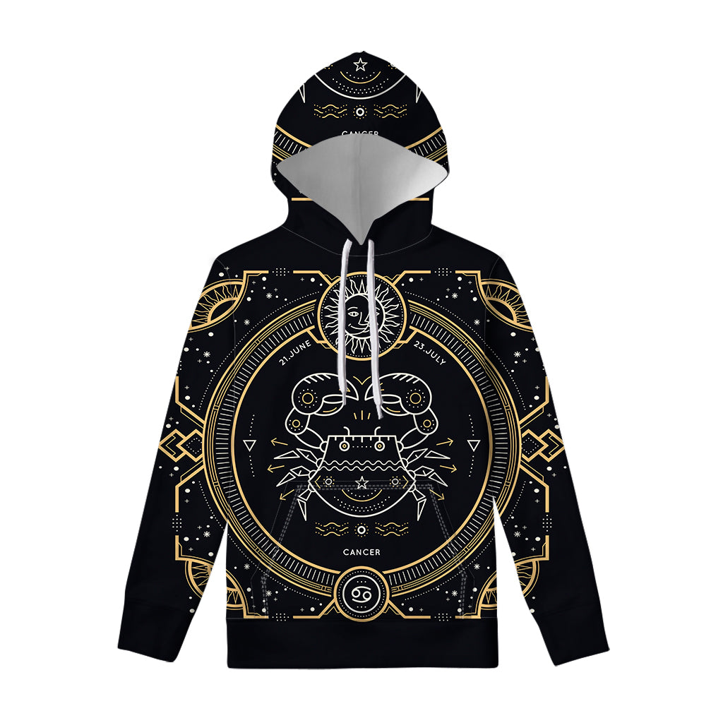 Vintage Cancer Zodiac Sign Print Pullover Hoodie