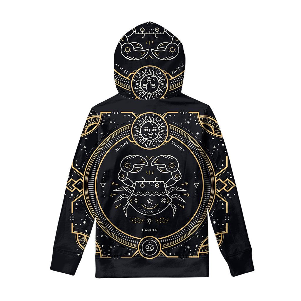 Vintage Cancer Zodiac Sign Print Pullover Hoodie