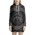 Vintage Cancer Zodiac Sign Print Pullover Hoodie Dress