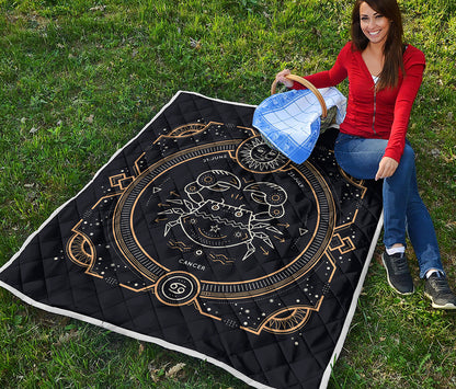 Vintage Cancer Zodiac Sign Print Quilt