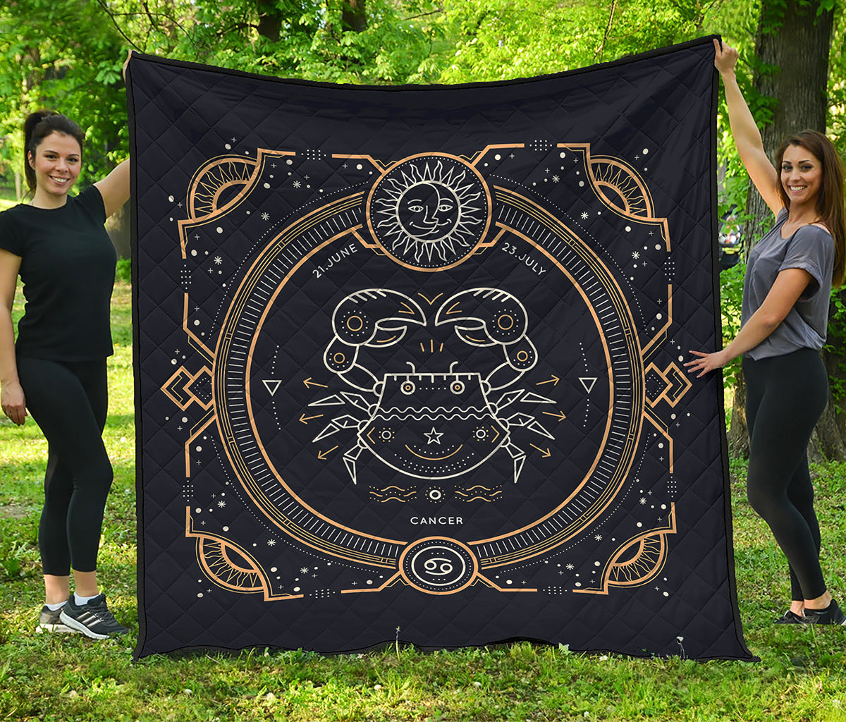Vintage Cancer Zodiac Sign Print Quilt