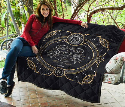 Vintage Cancer Zodiac Sign Print Quilt