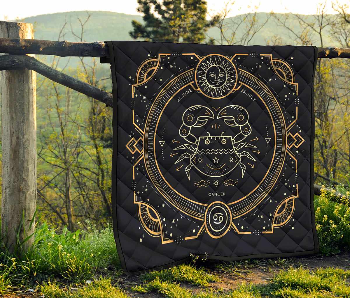 Vintage Cancer Zodiac Sign Print Quilt