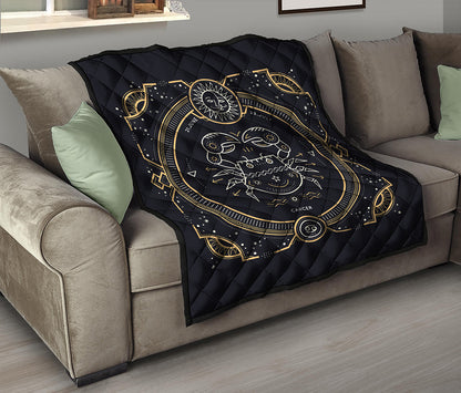 Vintage Cancer Zodiac Sign Print Quilt