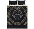 Vintage Cancer Zodiac Sign Print Quilt Bed Set