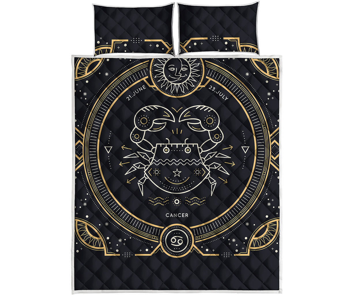 Vintage Cancer Zodiac Sign Print Quilt Bed Set