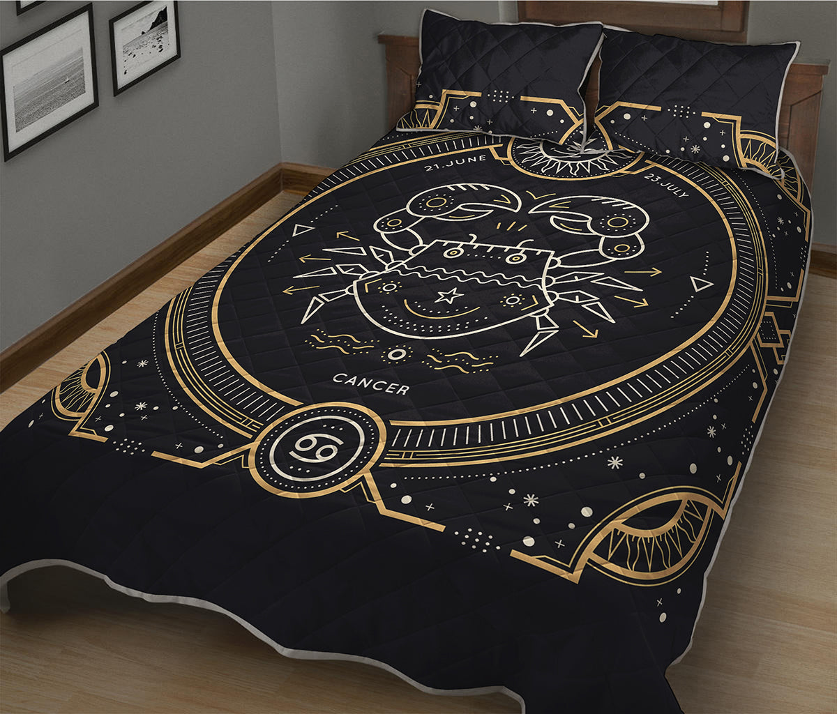 Vintage Cancer Zodiac Sign Print Quilt Bed Set