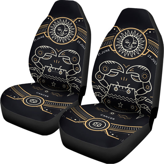Vintage Cancer Zodiac Sign Print Universal Fit Car Seat Covers