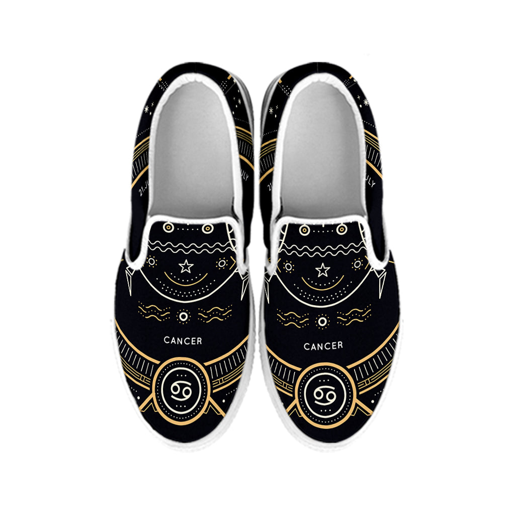 Vintage Cancer Zodiac Sign Print White Slip On Shoes