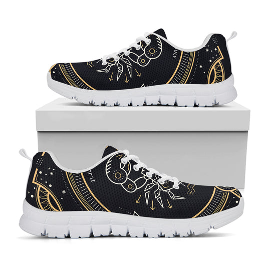 Vintage Cancer Zodiac Sign Print White Sneakers