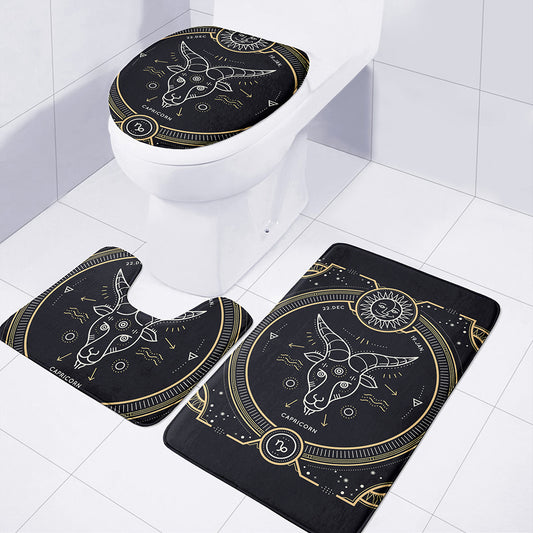 Vintage Capricorn Zodiac Sign Print 3 Piece Bath Mat Set