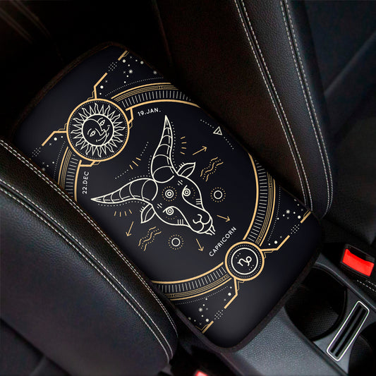Vintage Capricorn Zodiac Sign Print Car Center Console Cover