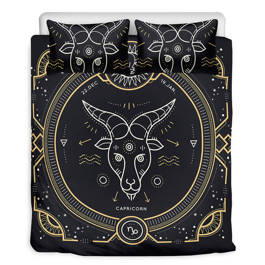 Vintage Capricorn Zodiac Sign Print Duvet Cover Bedding Set