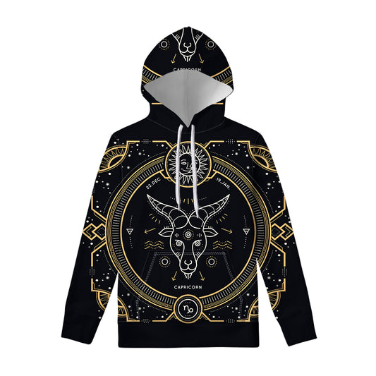 Vintage Capricorn Zodiac Sign Print Pullover Hoodie