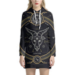 Vintage Capricorn Zodiac Sign Print Pullover Hoodie Dress