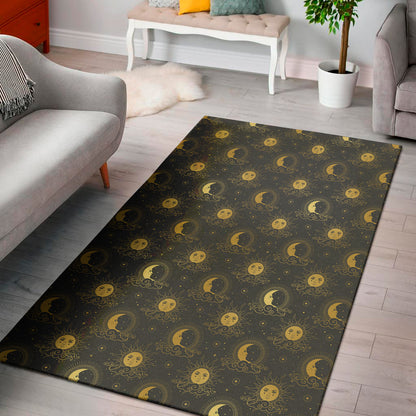 Vintage Celestial Pattern Print Area Rug
