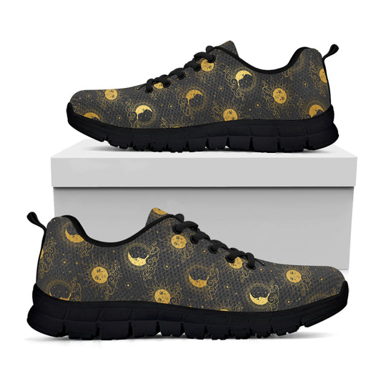Vintage Celestial Pattern Print Black Sneakers