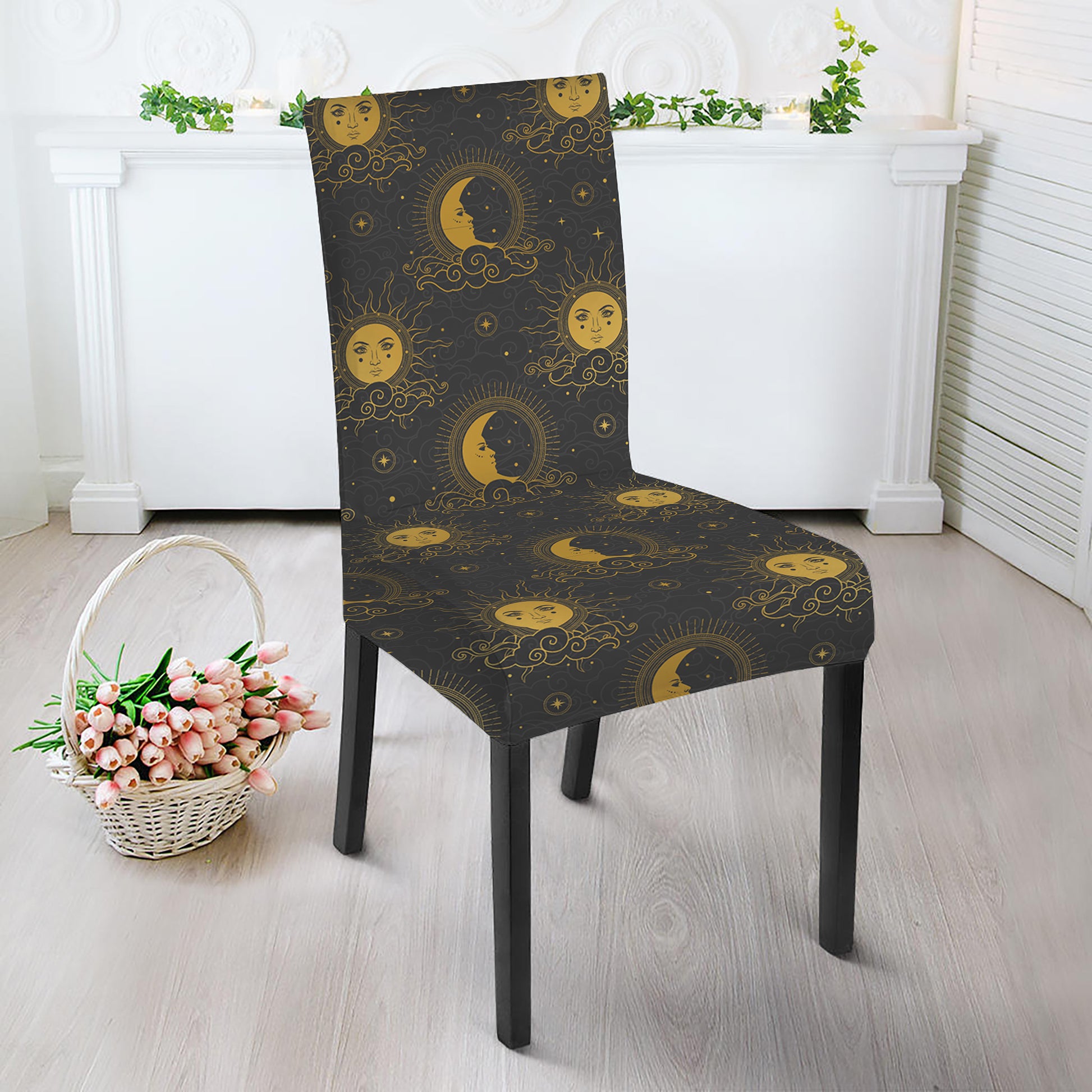 Vintage Celestial Pattern Print Dining Chair Slipcover