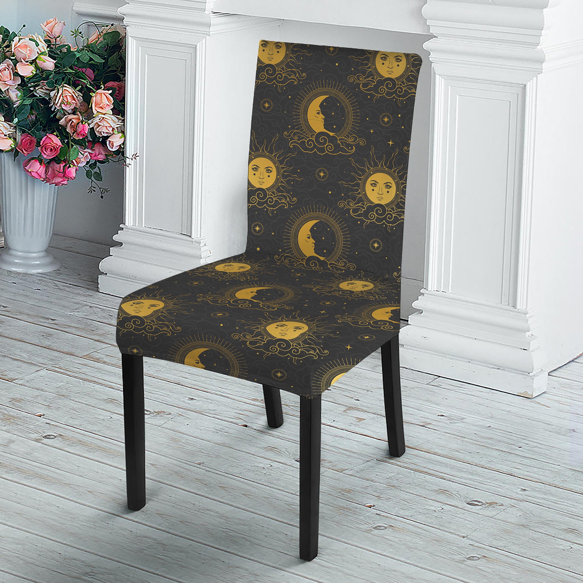 Vintage Celestial Pattern Print Dining Chair Slipcover