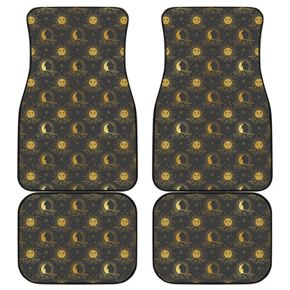 Vintage Celestial Pattern Print Front and Back Car Floor Mats
