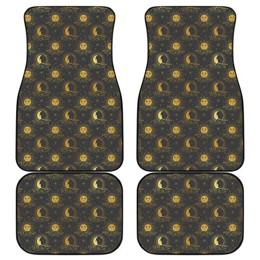 Vintage Celestial Pattern Print Front and Back Car Floor Mats